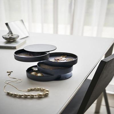 Creatieve multi-Storey Desktop sieraden opbergdoos beschermende case (zwart)
