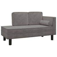 Chaise longue met kussens en bolster fluweel lichtgrijs - thumbnail