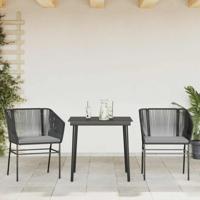 3-delige Tuinset met kussens poly rattan glas zwart - thumbnail