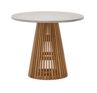 Kave Home Ronde Bistrotafel 'Alcaufar' Cement en Teakhout, 90cm, kleur Grijs - thumbnail