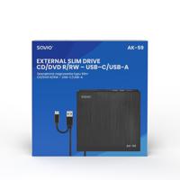 SAVIO AK-59 Externe dunne CD/DVD-recorder R/RW - USB-C/USB-A, zwart - thumbnail