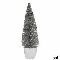 Decoratieve figuren Kerstboom Wit Zilverkleurig Plastic 10 x 33 x 10 cm (6 Stuks) - thumbnail