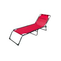 Marbueno Vouwstoel Staal Met Kussen Tuin en Zwembad 190X58X27 cm Rood 10000 - thumbnail