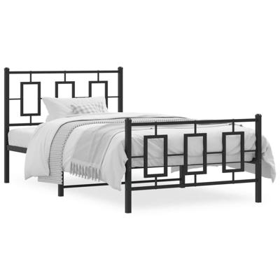 Bedframe met hoofd- en voeteneinde metaal zwart 100x190 cm - thumbnail