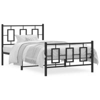 Bedframe met hoofd- en voeteneinde metaal zwart 100x190 cm - thumbnail