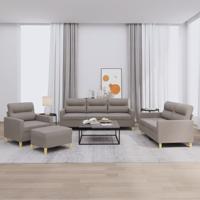 4-delige Loungeset met kussens stof taupe - thumbnail