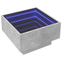 Salontafel met LED 50x50x30 cm bewerkt hout betongrijs - thumbnail