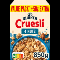 Quaker Cruesli 4 Noten Ontbijtgranen Voordeelverpakking 850 gr bij Jumbo - thumbnail