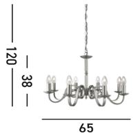 Searchlight Landelijke kroonluchterRichmond 8-lichts 65cm mat zilver - 1508-8SS - thumbnail