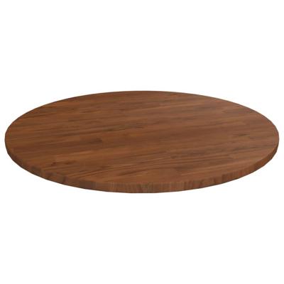 Tafelblad rond 50x1,5 cm bewerkt massief eikenhout donkerbruin