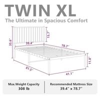 Bedframe met hoofdbord metaal wit 100x200 cm - thumbnail