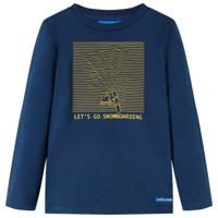 Kindershirt met lange mouwen snowboardprint 92 marineblauw - thumbnail