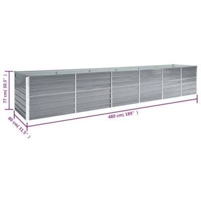 VidaXL Plantenbak verhoogd 480x80x77 cm gegalvaniseerd staal grijs VidaXL Plantenbak verhoogd 480x80x77 cm gegalvaniseerd staal grijs