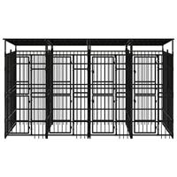 Hondenkennel met dak 7,37 m² staal - thumbnail