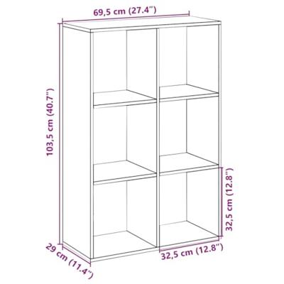 Kamerscherm / boekenkast 69,5x29x103,5 cm hout grijs sonoma