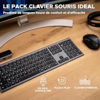 Toetsenbord + muis - BLUESTORK - draadloos - Grapheme - Zwart - PACK-WL-PC-BK / FR - thumbnail