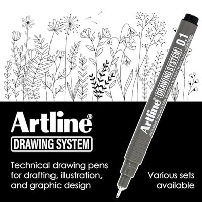 Fineliner Artline technisch etui met 0.1-0.3-0.5-0.7mm zwart