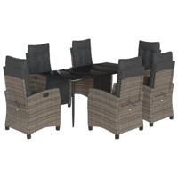 7-delige Tuinset met kussens poly rattan grijs - thumbnail