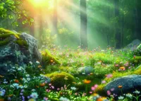 Alexsar Art Tuinschilderij bloemen zon 70x50cm - thumbnail