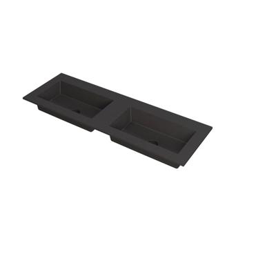 INK Kraft Wastafel Dubbele Bak Zonder Kraangaten - 1400x450x10 mm - Quartz Zwart
