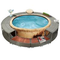 Hottub-ombouw poly rattan grijs - thumbnail
