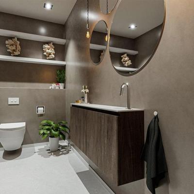MONDIAZ TURE 120cm toiletmeubel dark brown. EDEN wastafel talc rechts 1 kraangat