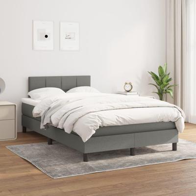 Boxspring met matras stof donkergrijs 120x200 cm