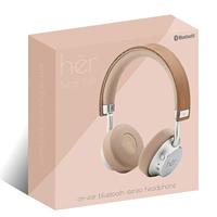 HER HF8 On Ear headset Bluetooth, Kabel Beige, Zilver Volumeregeling - thumbnail