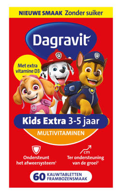 Dagravit Kids Extra 3-5 jaar Multivitaminen Kauwtabletten