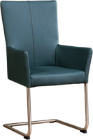 Leren eetkamerstoel Dry - met armleuning en sledepoot rond - Echt leer, Industrieel, Comfortabel en kies uit meer dan 150+ kleuren - Ontdek de Vele Leersoorten en Kleuren bij ShopX - thumbnail