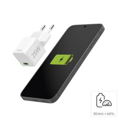 Hama Fast Charger USB-C PD/Qualcomm® Super-Mini Charger 25 W Oplader Wit - thumbnail