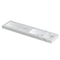 INK Pitch Wastafel Keramische Slab Bak Dubbel met Drain en Front en Side Skirts Zonder Kraangaten - 1800x450x90 mm - Statuario Glans - thumbnail