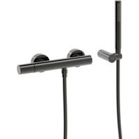 Douchemengkraan Tres Study Exclusive Rond 29 cm met Staafhanddouche Metallic Zwart - thumbnail