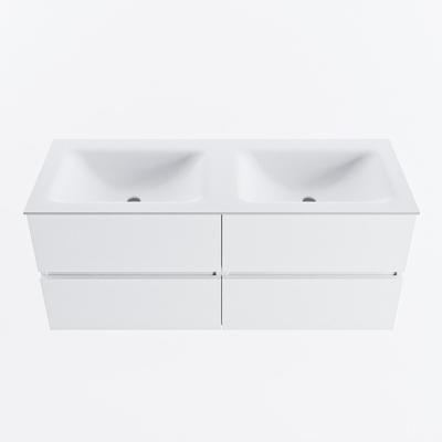 MONDIAZ VICA 120cm badmeubel onderkast Talc 4 lades. Wastafel CLOUD dubbel 2 kraangaten, kleur Talc.