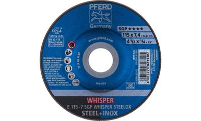 PFERD TOOLS 62211848 E 115-7 SGP WHISPER STEELOX Afbraamschijf gebogen Diameter 115 mm Boordiameter 22.23 mm RVS, Staal 10 stuk(s) PFERD TOOLS 62211848 E 115-7 SGP WHISPER STEELOX Afbraamschijf gebogen Diameter 115 mm Boordiameter 22.23 mm RVS, Staal 10 stuk(s)