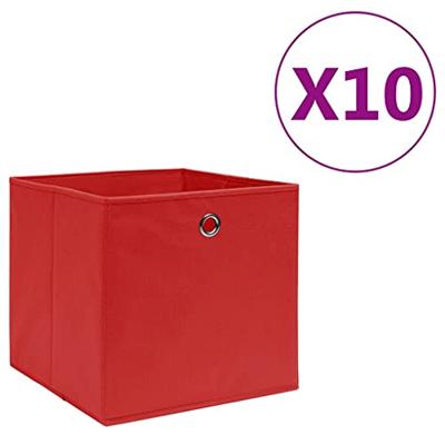 VidaXL Opbergboxen 10 st 28x28x28 cm nonwoven stof rood VidaXL Opbergboxen 10 st 28x28x28 cm nonwoven stof rood