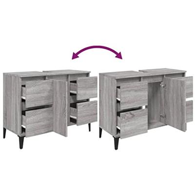 Wastafelkast 80x33x60 cm bewerkt hout grijs sonoma eikenkleurig Wastafelkast 80x33x60 cm bewerkt hout grijs sonoma eikenkleurig