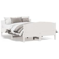 Bedframe zonder matras massief grenenhout wit 120x200 cm - thumbnail