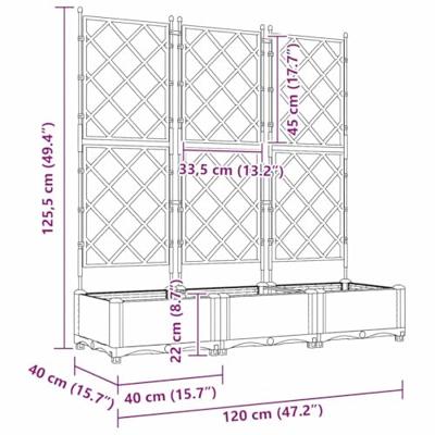 Tuin Bloempot 3 pcs Wit 120 x 40 x 125,5 cm Staal