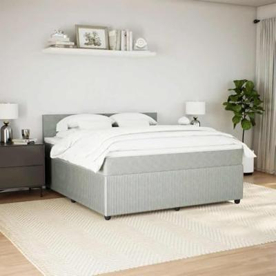Boxspring met matras fluweel lichtgrijs 180x200 cm