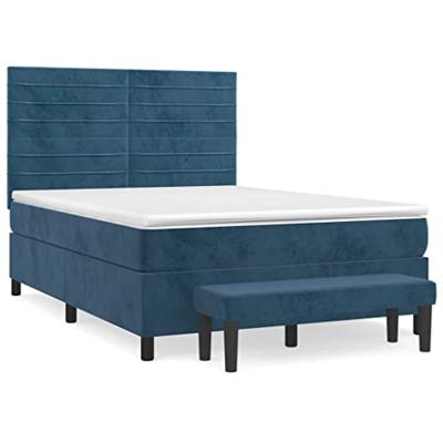 Boxspring met matras fluweel donkerblauw 140x190 cm