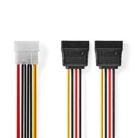 Nedis Interne Voedingskabel | Molex Male | 2x SATA 15-Pins Female | Verguld | 0.15 m | Rond | PVC | Multicolour | Doos - CCGB73520VA015 - thumbnail
