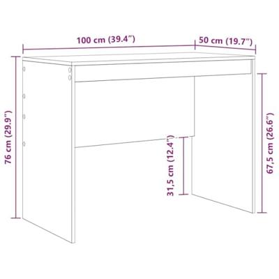 Bureau artisanaal eikenkleurig 100 x 50 x 76 cm Bewerkt hout
