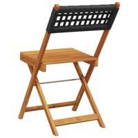 Bistrostoelen 2 st massief acaciahout en poly rattan zwart - thumbnail