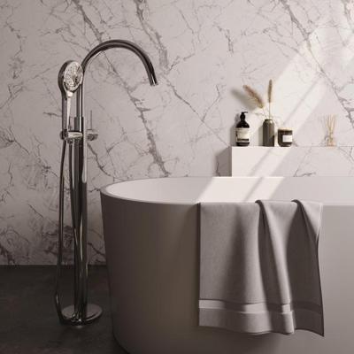 Brauer Stripe vrijstaande badmengkraan SET 02 met 3-standen handdouche en doucheslang chroom