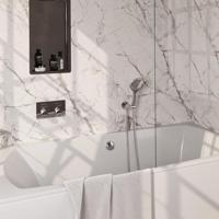 Brauer Brushed Carving Thermostatische Inbouw Badkraan Drukknoppen - Badvulcombinatie - 3 stand - Doucheslang - Wandaansluitbocht - Handdouche - Rvs Geborsteld Pvd - thumbnail