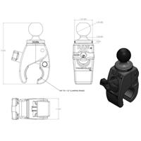 RAM Tough-Claw Small Clamp Base with Ball - thumbnail