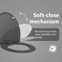 VidaXL Toiletzitting antraciet 47 x 37,5 x 3,8 cm duroplast - thumbnail