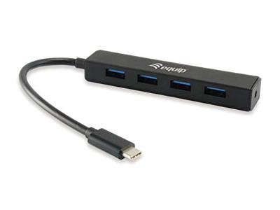 Equip USB-Hub USB-C (USB 3.2 Gen 2) multiport hub 4 poorten Zwart Equip USB-Hub USB-C (USB 3.2 Gen 2) multiport hub 4 poorten Zwart