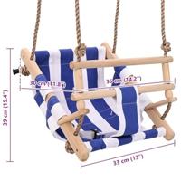 VidaXL Babyschommel met veiligheidsgordel katoen hout blauw - thumbnail